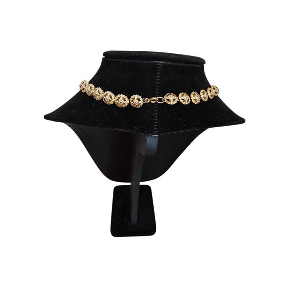 Vintage Mid Century Gold Tone Single Strand Necklace Intricate Gold Beads - Picture 3 of 5